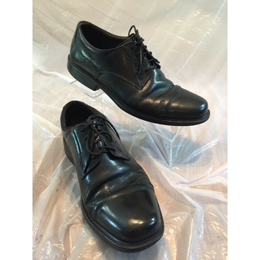 Men's Bostonian Shoes Wenham Flexlite Black Leather Lace Up Cap Toe Size 10M